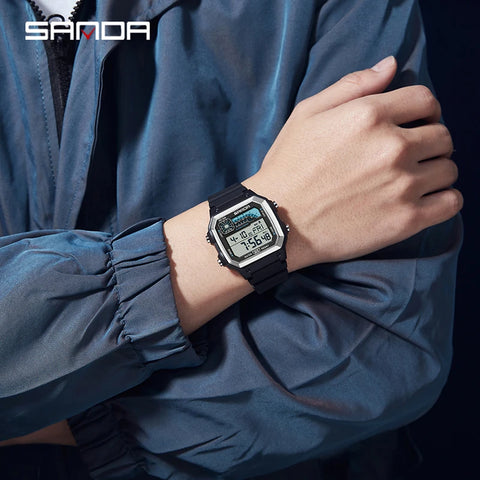 Men'S Watch Lightweight Square Outdoor Sports Electronics Wristwatch Waterproof Alarm Clock LED Digital Watches Relojes
