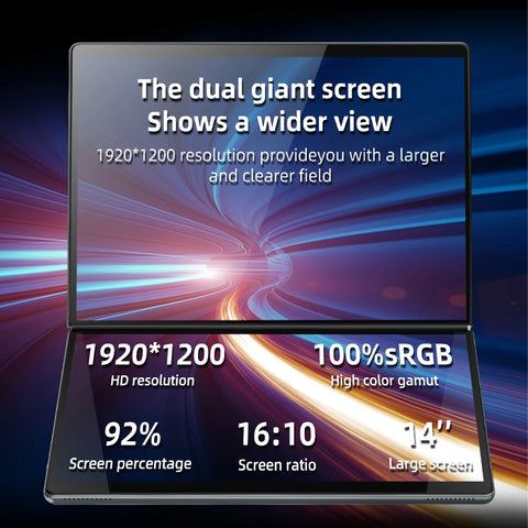 Dual Screen Laptop Intel N100 Processor 13.5+13.5 Inch Touch Screen Gaming Laptop DDR4 32GB 1TB 512GB SSD Notebook Computer
