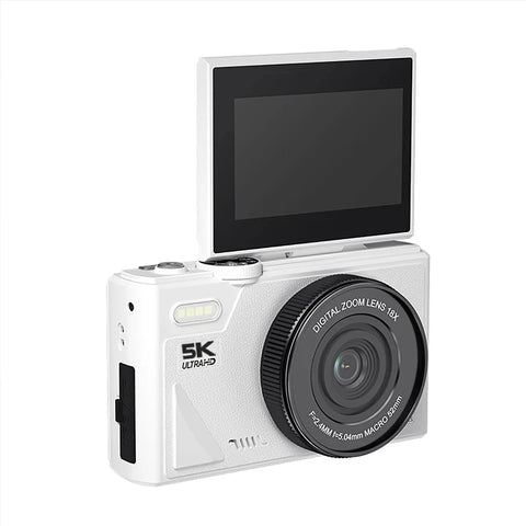 5K Compact Digital Photography Camera 18X Digital Zoom Vintage Vlog Video Recorder Youtube 64MP 3'' 180° Flip Screen Cameras
