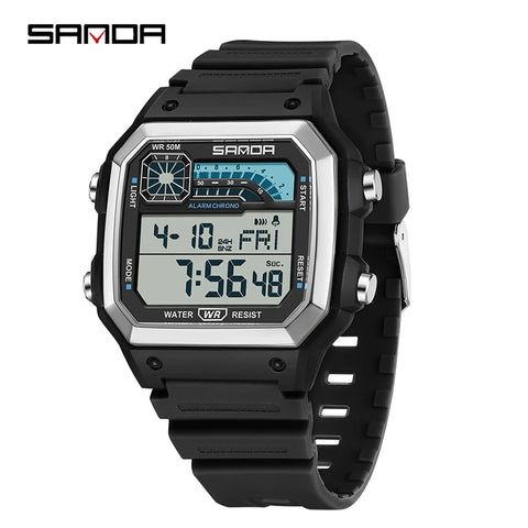 Men'S Watch Lightweight Square Outdoor Sports Electronics Wristwatch Waterproof Alarm Clock LED Digital Watches Relojes