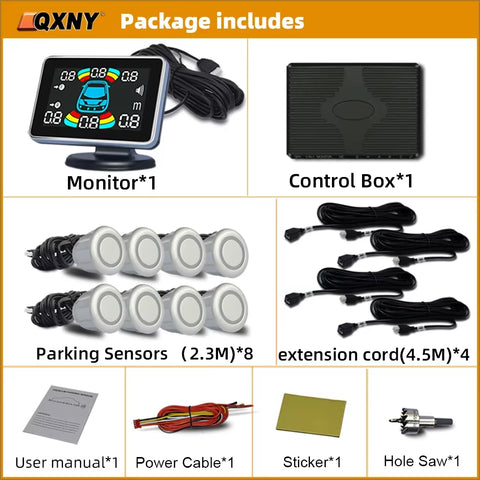 Parktronic 8 Parking Sensor Car Automobile Reversing Backup Radar Electronics Rear Auto Detector Backing Assistance Kit Buzzer