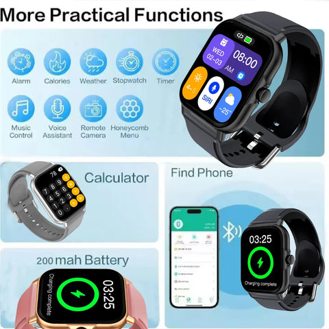 Bluetooth Talk Smart Watch Men Women Full Touch Screen Sports Fitness Pedometer Smart Watch for Android IOS
