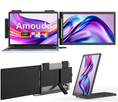 Portable Monitor 14 Inch FHD 1080P IPS Screen Laptop Monitor Extension Dual Screen for Laptop Windows Mac Android