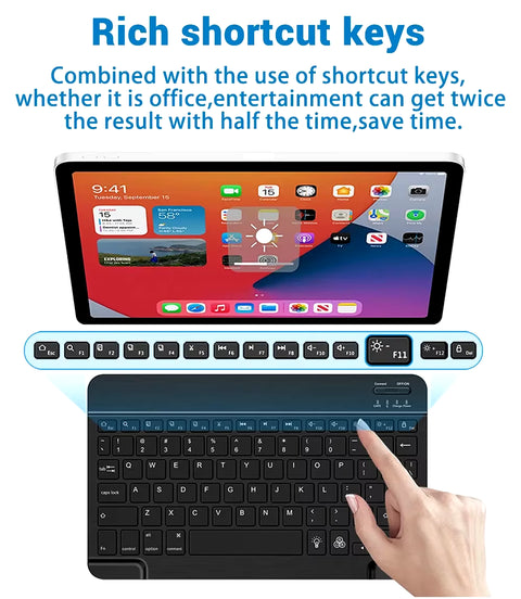 Mini Bluetooth Keyboard RGB Wireless Keyboard 10 Inch Backlit Keyboard Backlight Touchpad Keyboard for IOS Android Windows Ipad