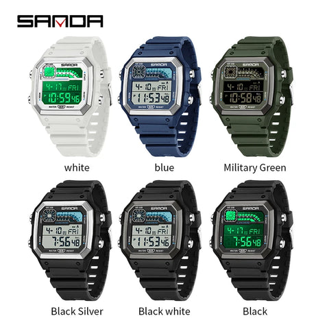 Men'S Watch Lightweight Square Outdoor Sports Electronics Wristwatch Waterproof Alarm Clock LED Digital Watches Relojes